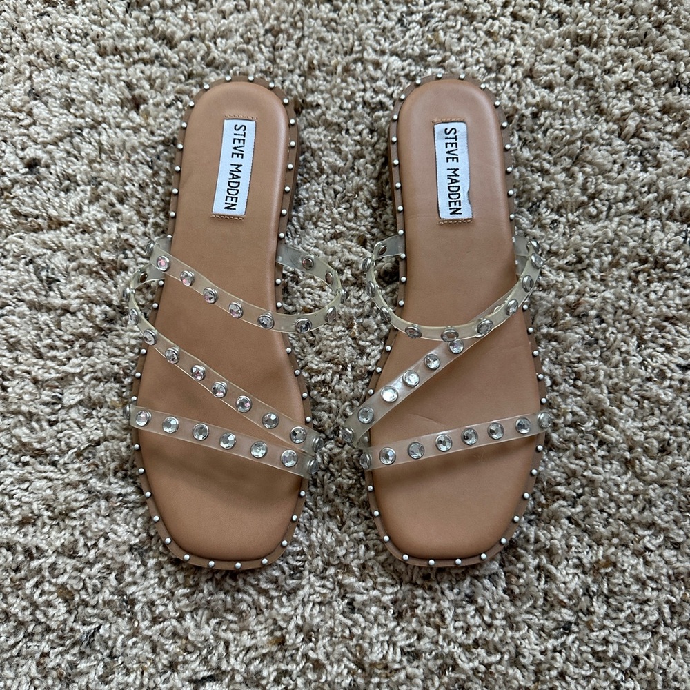 Steve Madden Tan Studded Sandals Women’s Size 7 New Without Tags